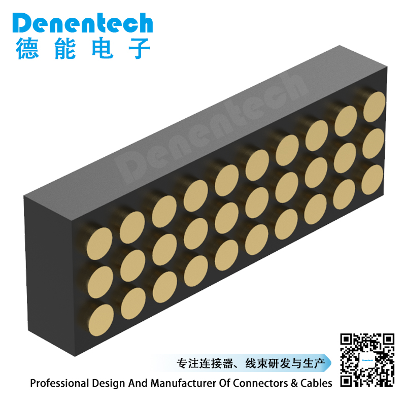 Denentech hot selling 1.27MM pogo pin H2.0MM triple row female straight SMT pogo pin connector 2 sides